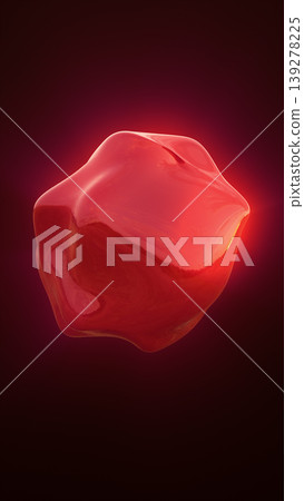 Glossy red abstract organic blob floating on a dark background, creating a smooth futuristic form with luminous depth and minimalist elegance Glossy red abstract organic blob floating on a dark background, creating a smooth futuristic form with luminous depth and minimalist elegance 139278225