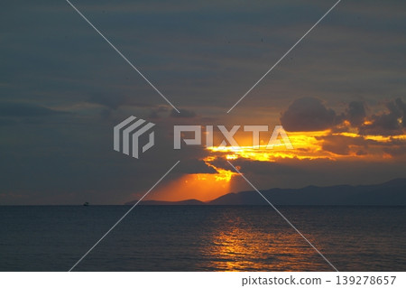 Seaside town of Turgutreis and spectacular sunsets Seaside town of Turgutreis and spectacular sunsets 139278657