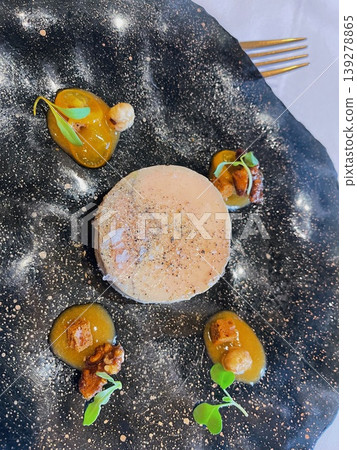 Luxury Foie Gras with Toasted Bread and Sweet Garnish Luxury Foie Gras with Toasted Bread and Sweet Garnish 139278865