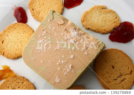 Luxury Foie Gras with Toasted Bread and Sweet Garnish Luxury Foie Gras with Toasted Bread and Sweet Garnish 139278869