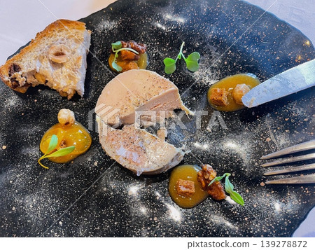 Luxury Foie Gras with Toasted Bread and Sweet Garnish Luxury Foie Gras with Toasted Bread and Sweet Garnish 139278872