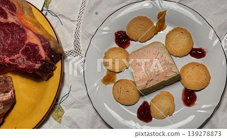Luxury Foie Gras with Toasted Bread and Sweet Garnish Luxury Foie Gras with Toasted Bread and Sweet Garnish 139278873