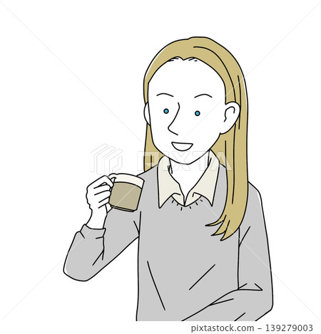 一位外國女性手捧咖啡的插圖 - 咖啡館、休閒、商務 - 簡約 一位外國女性手捧咖啡的插圖 - 咖啡館、休閒、商務 - 簡約 139279003