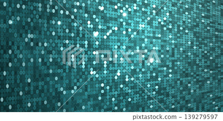 Shiny teal sequin background with bright white star sparkles. Shiny teal sequin background with bright white star sparkles. 139279597