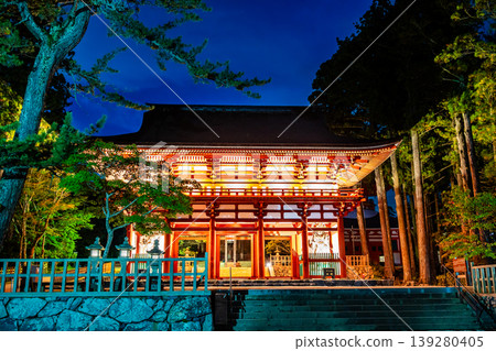 Night view of Danjo Garan, Koyasan: Chumon Gate Night view of Danjo Garan, Koyasan: Chumon Gate 139280405