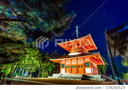 高野山壇上伽藍夜景：根本大塔 139280523