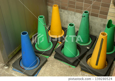 Colorful traffic cones Colorful traffic cones 139280524