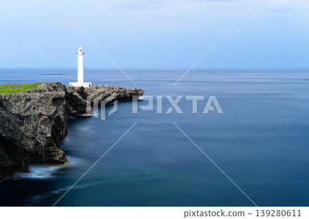 A lighthouse jutting out into the sea at Cape Zanpa, a scene from Okinawa. A lighthouse jutting out into the sea at Cape Zanpa, a scene from Okinawa. 139280611