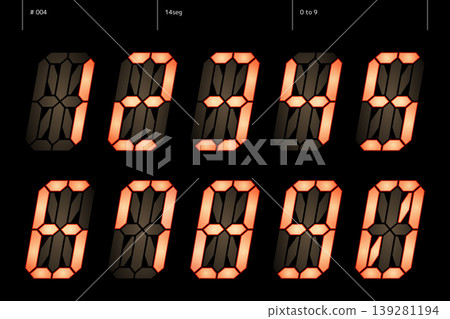 一組數位圖案(14個部分) 一組數位圖案(14個部分) 139281194
