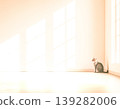 A morning space where the light from the window and the silhouette of a cat shine. 139282006