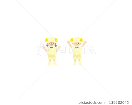 An illustration of children wearing sheep costumes, perfect for the New Year of the Sheep. An illustration of children wearing sheep costumes, perfect for the New Year of the Sheep. 139282045