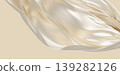 Luxury pearl color fabric flowing with silk weave texture isolated on cream background with copy space 3D render 139282126