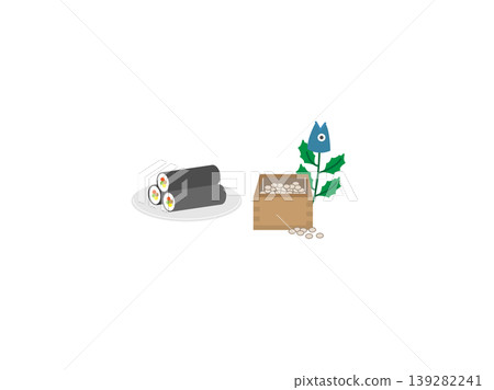 盤子裡盛著江方捲（吉祥方位壽司捲），枡（木製量杯）裡裝著幸運豆，還有冬青和沙丁魚用來驅邪。 139282241