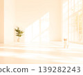 A cat standing in soft light in a vast white space. 139282243