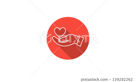 Charity Donation Icon Hand Holding Heart Symbol for Care, Support and Giving 139282262