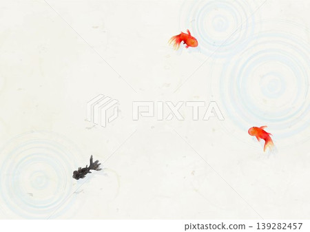 Watercolor-style goldfish and ripple pattern Japanese-style background material (Japanese paper background, with copy space, summer theme) Watercolor-style goldfish and ripple pattern Japanese-style background material (Japanese paper background, with copy space, summer theme) 139282457