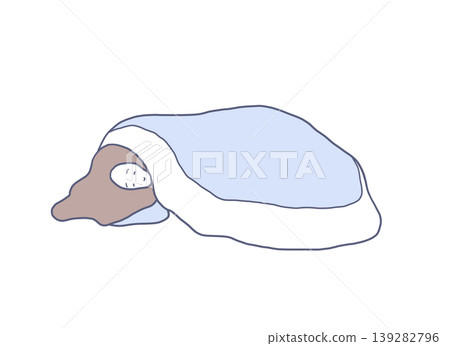 插圖描繪了一位女子在榻榻米上安然入睡的情景。 插圖描繪了一位女子在榻榻米上安然入睡的情景。 139282796