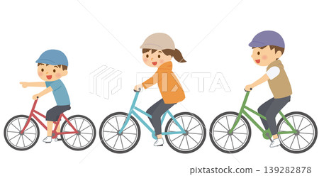 A family of three enjoying cycling A family of three enjoying cycling 139282878