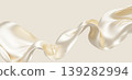 Luxury pearl color fabric flowing with silk weave texture isolated on cream background with copy space 3D render 139282994