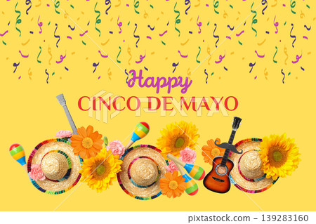Cinco de Mayo decor: sombreros, flowers, music 139283160