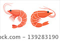 Two cooked shrimp isolated on white background with illustration crustacean isolated ingredient wildlife delicious appetizer swimming side view 139283190