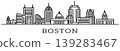 Boston City Skyline Panoramic Sketch with Historic Architecture and Modern Buildings 139283467