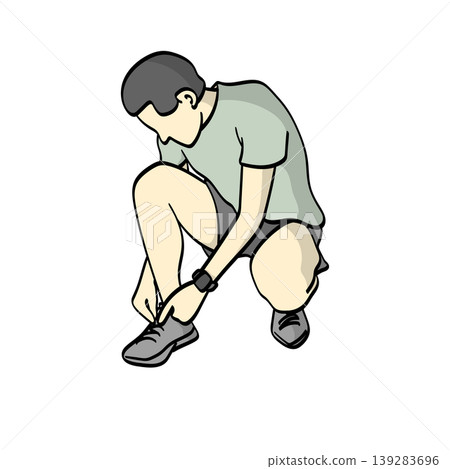 sportsman tying his shoelaces on ground illustration vector isolated on white background sportsman tying his shoelaces on ground illustration vector isolated on white background 139283696