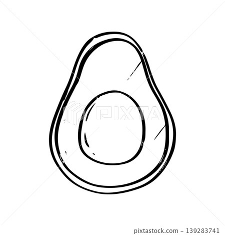 Hand Drawn Avocado Half Line Art Illustration. Minimalist Vector Sketch. Hand Drawn Avocado Half Line Art Illustration. Minimalist Vector Sketch. 139283741