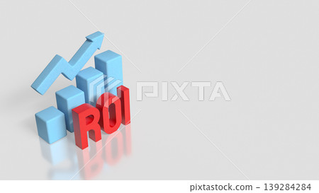 Return on Investment ROI Growth Concept with Bar Chart and Arrow 3d render. Return on Investment ROI Growth Concept with Bar Chart and Arrow 3d render. 139284284