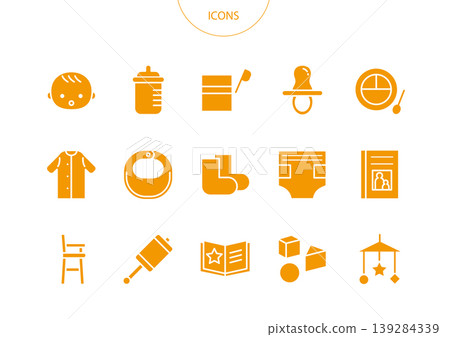 Baby Products Icons, Pictograms, Vector Illustrations Set 139284339