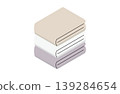 Three towels in natural colors stacked on top of each other (no outline). 139284654