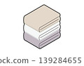 Three towels in natural colors stacked on top of each other (with outlines) 139284655
