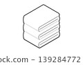 Three white towels stacked on top of each other (with outlines) 139284772