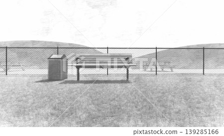A spacious, green dog run landscape (no dogs shown) (3DCG illustration) 139285166