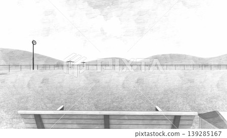 A spacious, green dog run landscape (no dogs shown) (3DCG illustration) 139285167
