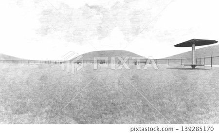 A spacious, green dog run landscape (no dogs shown) (3DCG illustration) A spacious, green dog run landscape (no dogs shown) (3DCG illustration) 139285170