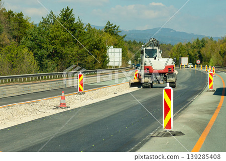Road construction site on highway Road construction site on highway 139285408