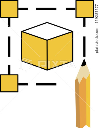 Object selection Yellow Cube and Pencil Illustration Object selection Yellow Cube and Pencil Illustration 139285577