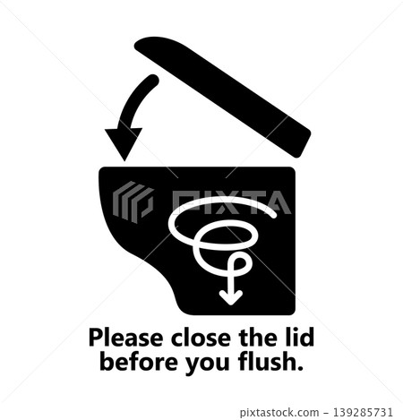 Toilet vector illustration to explain how to close the lid and flush the toilet. Toilet vector illustration to explain how to close the lid and flush the toilet. 139285731