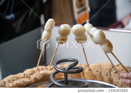 Rice dumplings from a street stall at Senso-ji Temple in Tokyo 139285983