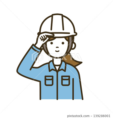 Illustration of a female inspection worker performing safety checks | White helmet, work clothes, preparation, smile Illustration of a female inspection worker performing safety checks | White helmet, work clothes, preparation, smile 139286001
