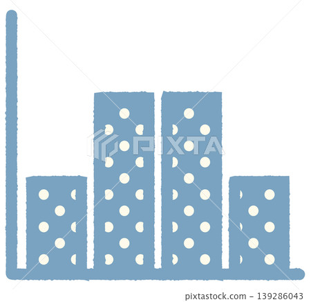 Simple bar graph icon with up/down and polka dot pattern Simple bar graph icon with up/down and polka dot pattern 139286043