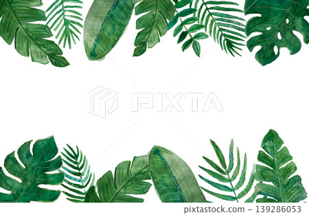白色背景上的水彩樹葉邊框 白色背景上的水彩樹葉邊框 139286053