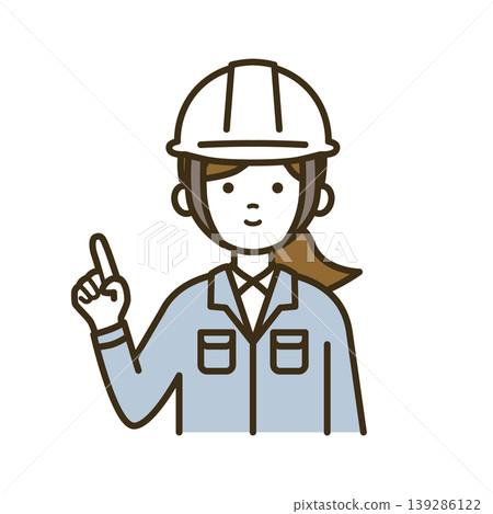 身穿工作服的女工程師插圖,引人注目 | 白色頭盔、指向的手指、關鍵點 身穿工作服的女工程師插圖,引人注目 | 白色頭盔、指向的手指、關鍵點 139286122