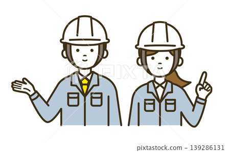A male-female pair of site supervisors and female technicians who provide guidance and point-and-answer explanations | Work clothes, estimates, inspections A male-female pair of site supervisors and female technicians who provide guidance and point-and-answer explanations | Work clothes, estimates, inspections 139286131