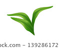 Minimalist green leaf vector with smooth gradient and soft curves. Fresh natural element isolated on light background, perfect for eco design, branding, spring themes, and botanical concepts 139286172