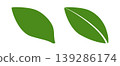Minimal green leaf icons in flat style. Clean botanical shapes isolated on light background, ideal for eco design, organic branding, app icons, and modern nature themed projects 139286174