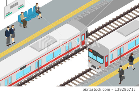等距:車站月台上候車的人們 等距:車站月台上候車的人們 139286715