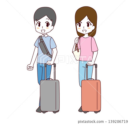 Illustration of a man and woman going on a trip 139286719