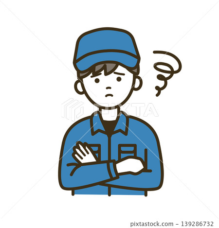 Illustration of a logistics staff member considering and deliberating over a work cap and shirt | Delivery, Shipping, Consideration, Thinking Illustration of a logistics staff member considering and deliberating over a work cap and shirt | Delivery, Shipping, Consideration, Thinking 139286732